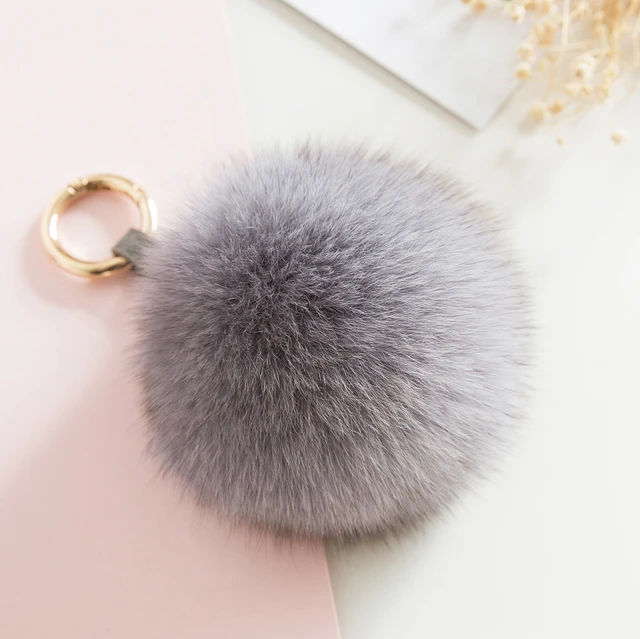 Real Fox Fur Pompom Keychain-furry Key Chain-bag Charm-fur Ball