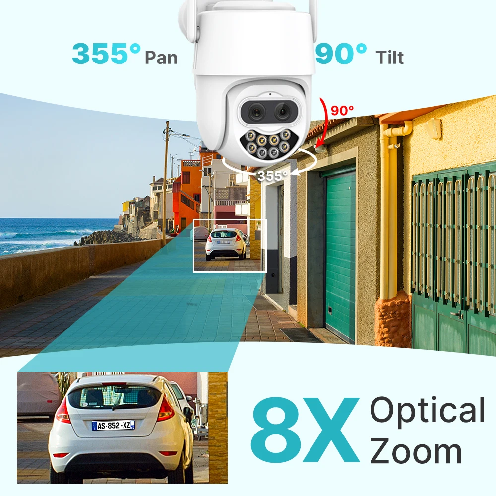 4K 8Mp Kettős Lencse Intelligens Wifi Ip Kamera 8X Digitális Zoom Ai ...