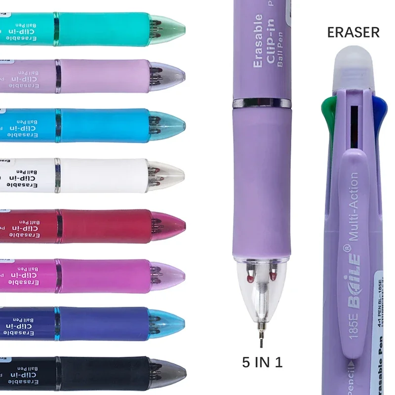 5 In 1 Erasable Gel Pen 0.7mm Blue Black Red Green Magic Refills 0.5mm Mechanical Pencil Writing Painting Stationery