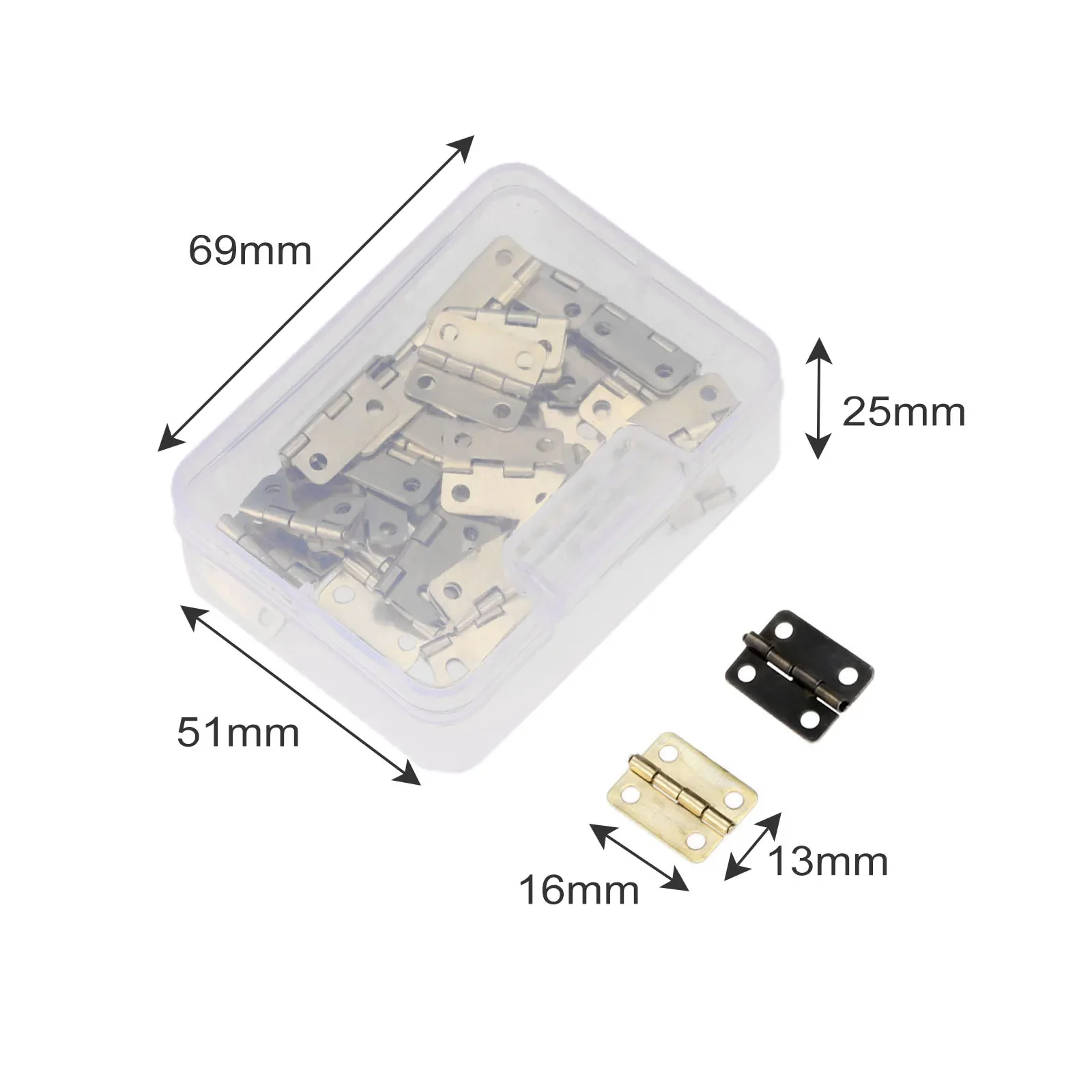Hinges + 240 Screws Iron Golden/Antique Bronze 4 Holes Durable Furniture Hardware 16*13mm Mini Rounded Hinge Decor 60pcs/box furniture hinge,wooden box hinge,cabinet door hinges,cabinet hinges,brass hinges,bronze butterfly hinges