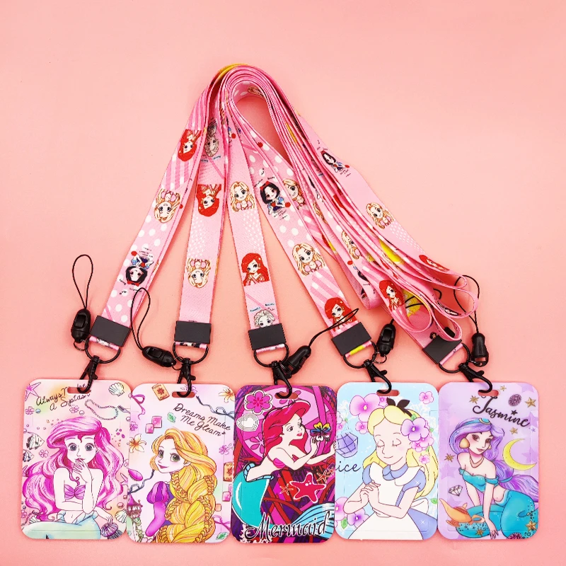 

New Disney Princess Credential Holder Neck Strap Lanyards Keychain Holder Doctor Nurse Work Card Pass Hang Rope Lariat Lanyard