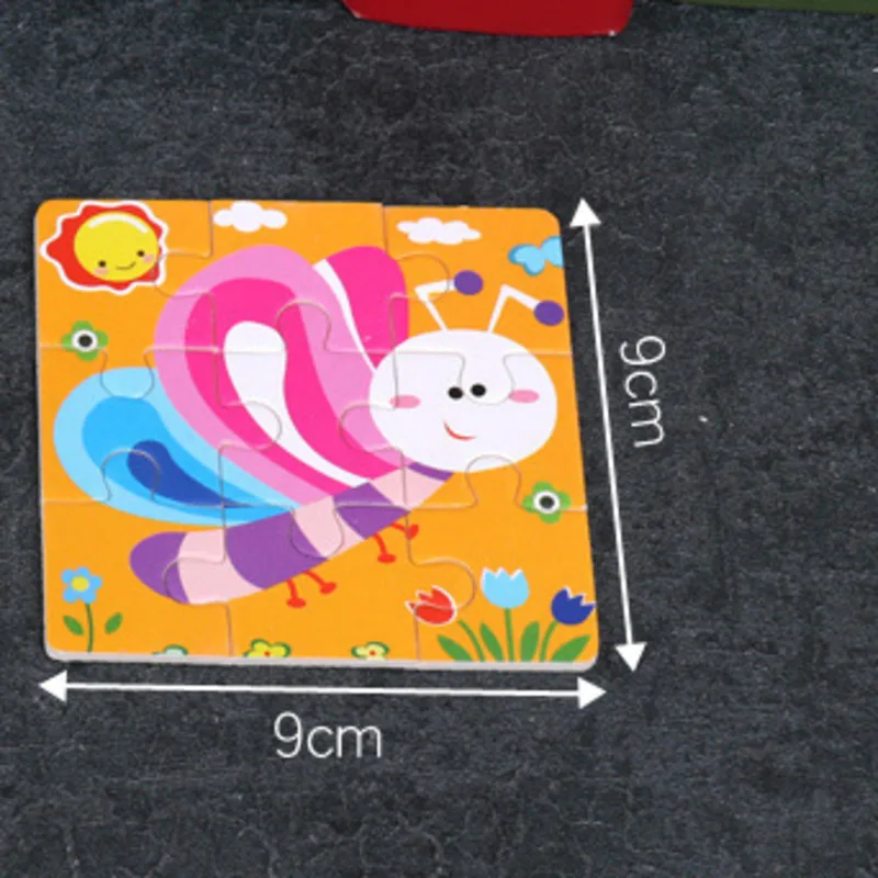 wooden puzzles 9 Pieces Montessori Kid Toy 3D Children Education Materials Cartoon Dinosaur Transportation Learning Toys