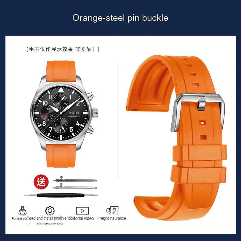 thumbnail image 1 of Correa de reloj de silicona de liberación rápida para IWC Portugal Big Pilot Mark 18 Verde azul hombres Naranja rojo Correa de reloj de caucho pulsera 21mm, 1 of 5