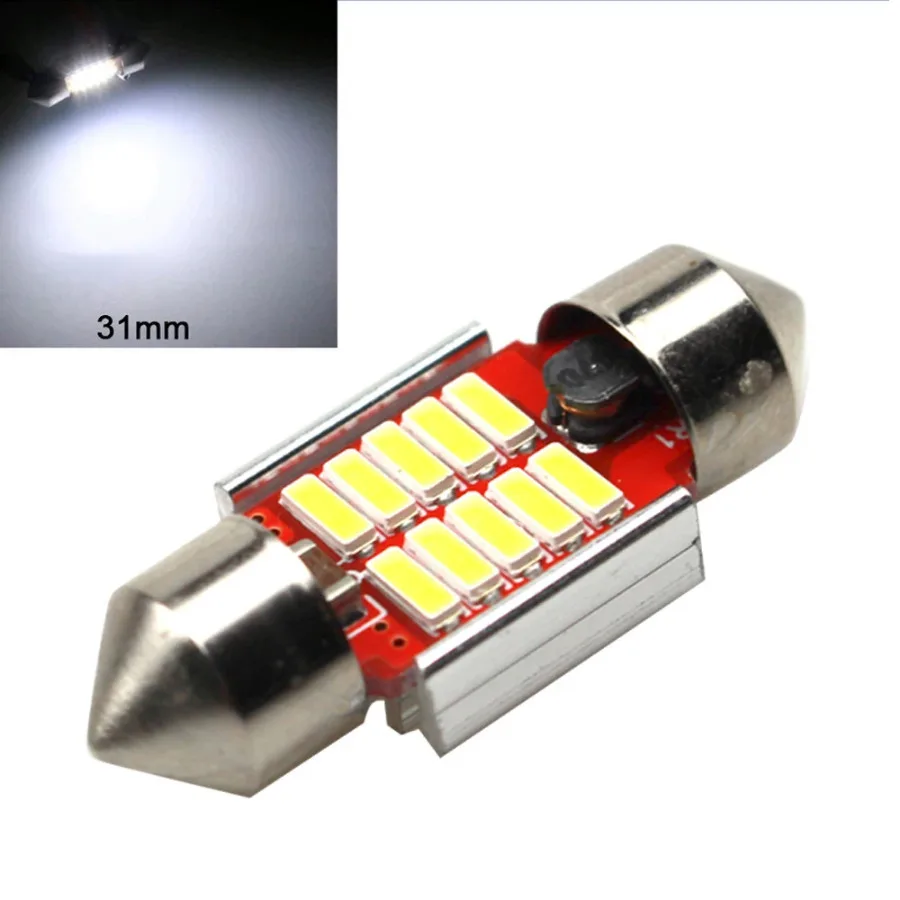 

12 SMD 4014 31mm White LED Lights Bulb Dome Festoon Canbus Interior Plate Decorative Lamp Light Fixture Car Auto Accessories
