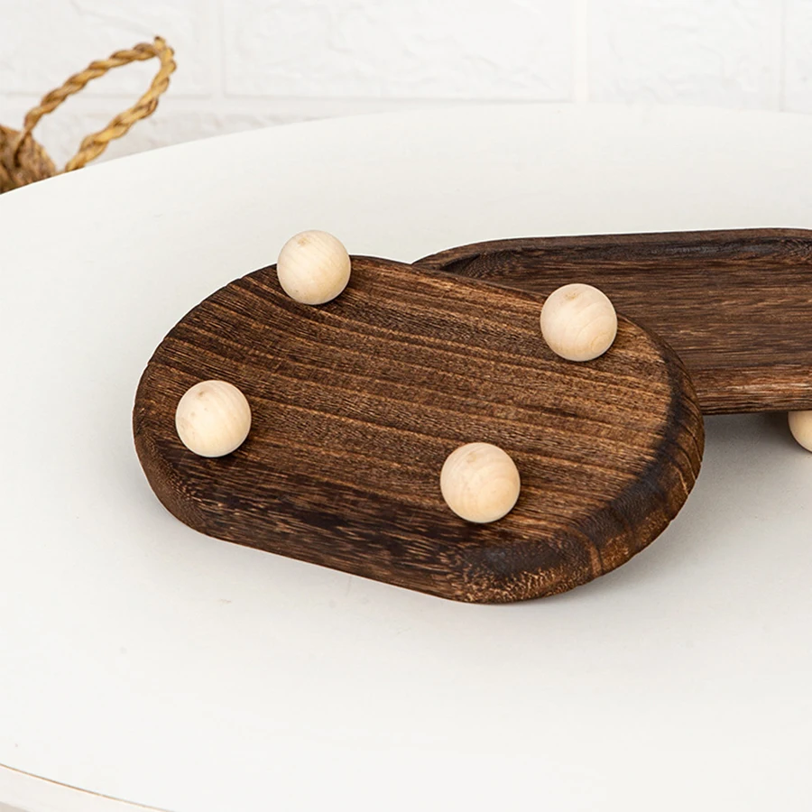 1pc Multi-functional Wooden Tray, Suitable for Aromatherapy, Key Storage, Etc. Elliptical Design
