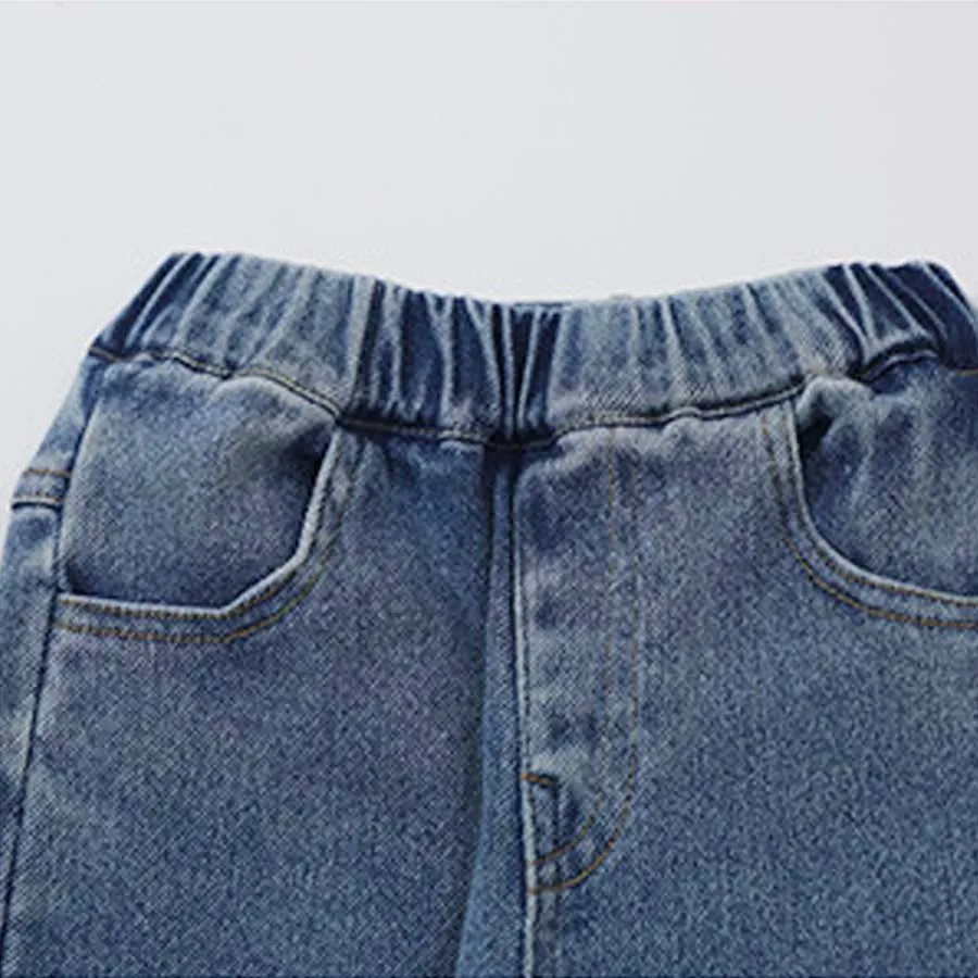 봄 가을 와 소녀 면 레이스 자수 청바지 바지 학교 어린이 야외 데님 바지 어린이 복장 하의 1-10Yr