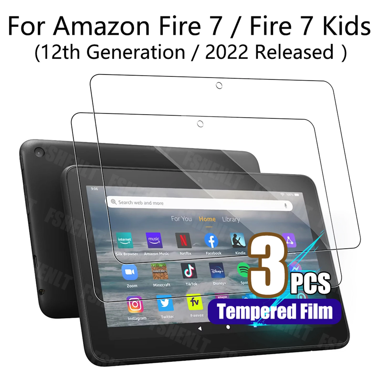 

Screen Protector for Amazon Fire 7 2022/Fire 7 Kids 2022 (12th Generation,7 inch) Tempered Glass Anti-Scratch HD 9H Hardness