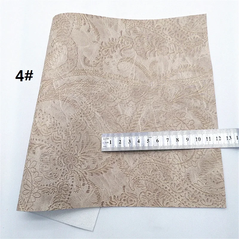 Description Picture 6 of itemCrystal Cream Glitter Leather Sheets Floral Embossed Faux Leather Stars Tartans Printed Synthetic Leather For DIY 21x29CM Y497
