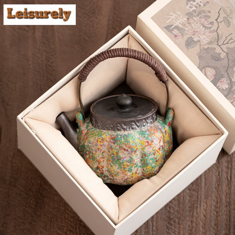 210ml Lifting Handle Teapot Elegant Tea Infuser Pot Tea Maker Kettle With Ball Hole White Tea Chinese Tea Set Collection Craft