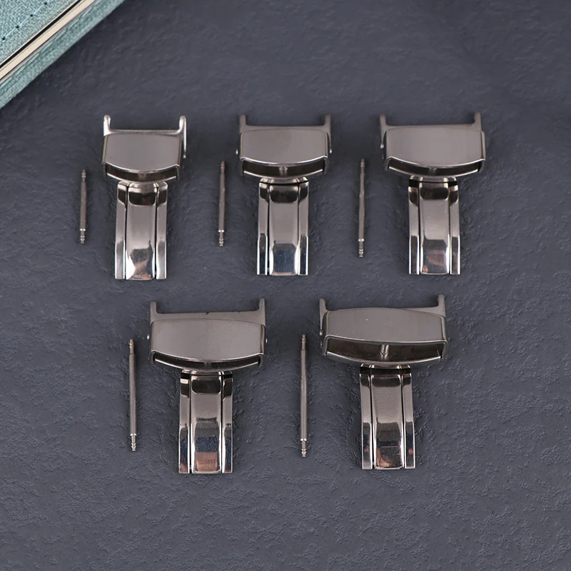 Premium Stainless Steel Butterfly Deployment Watch Strap Clasp with Folding Button Closure