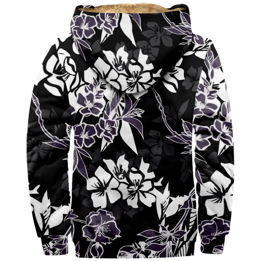 New Black Flowers Design Zipper Hoodies Merch Hoodie Winter Men/Women Streetwear Dress Up Full Zip Hooded long sleeve