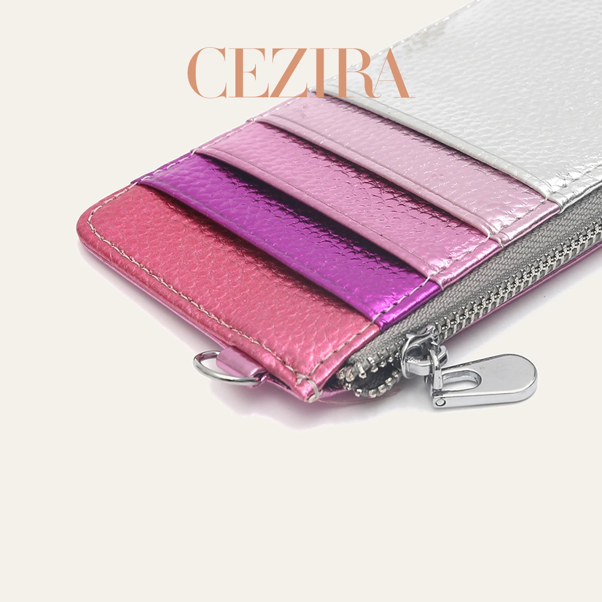 Metallic Rainbow Stripes Small Square Crossbody Bag - PU Vegan Leather with Magnet Flap & Metal Chain