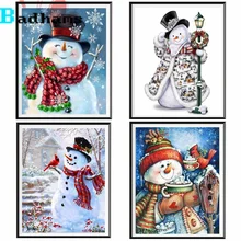 Winter Snowman Cartoon Cute Smile DIY 5D Diamond Painting Cross Stitch Mosaic Paste Rhinestones For Kids Living Room Home Decor