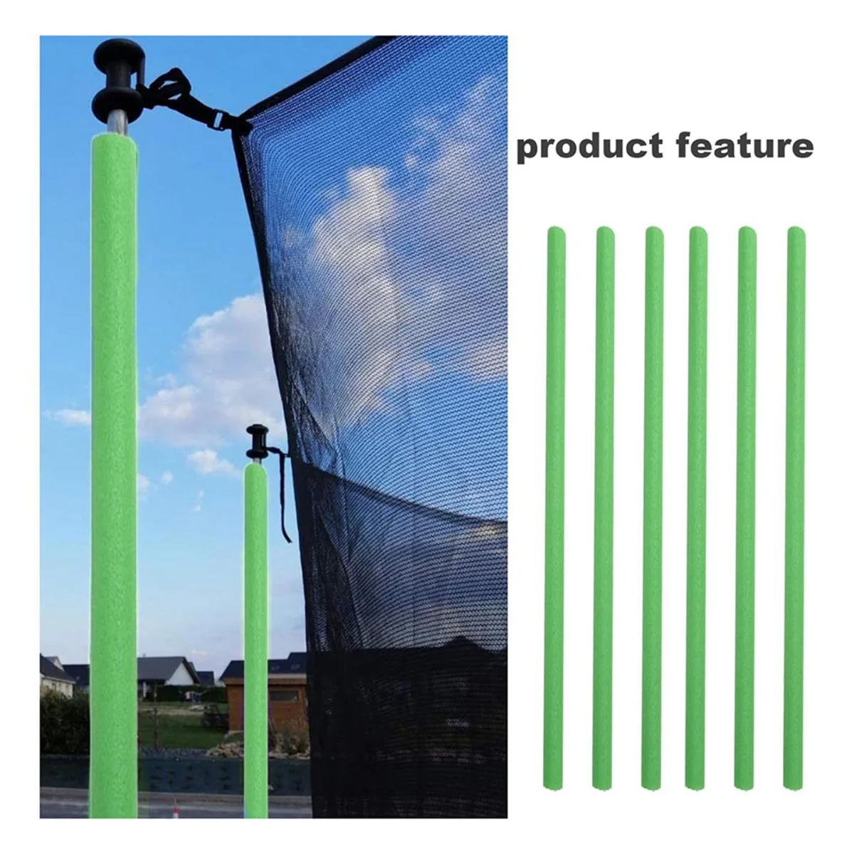 BAAU 24Pcs Trampoline Pole Foam Sleeves,Trampoline Padding Replacement,Trampoline Protective Sleeves Foam Tubing Green