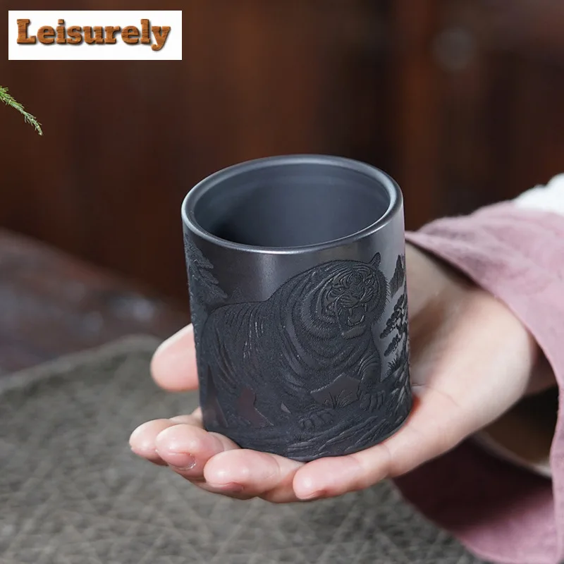 185ml Yixing Zisha Landscape Tiger Teacup Ancient Tea Bowl Single Cups Tea-tasting Smelling Cup Jianzhan Master Cups Tea Service