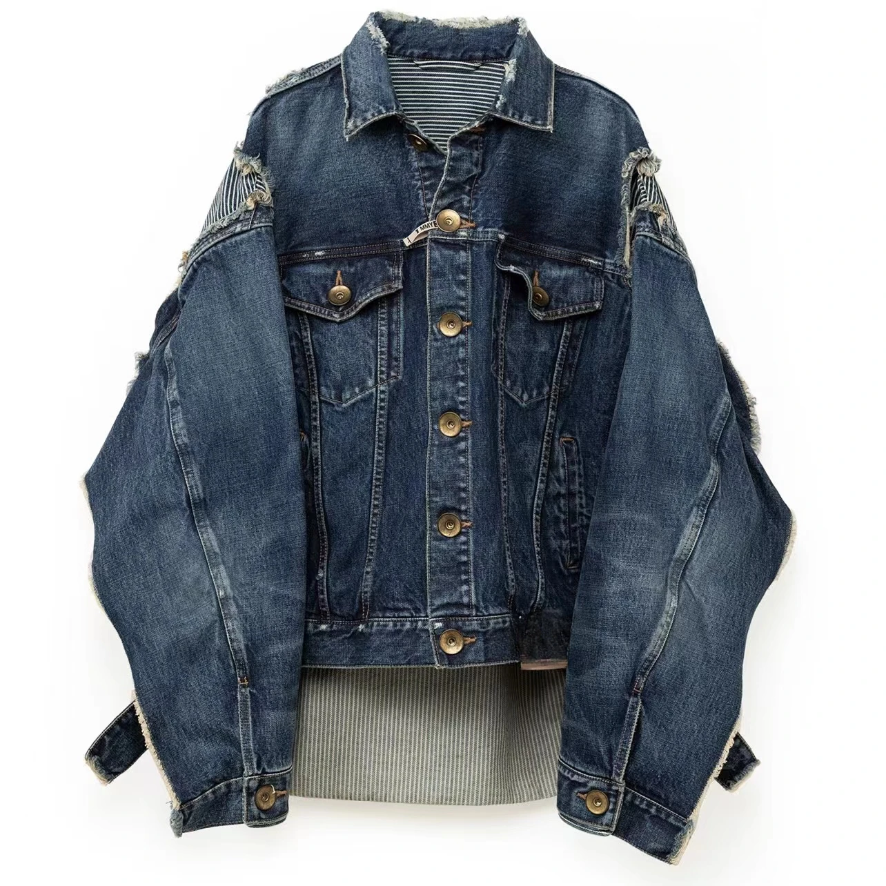 

2024 Spring Autumn Denim Cut and Patchwork Distressed Casual Jacket Men Clothing Korean Fashion Streetwear