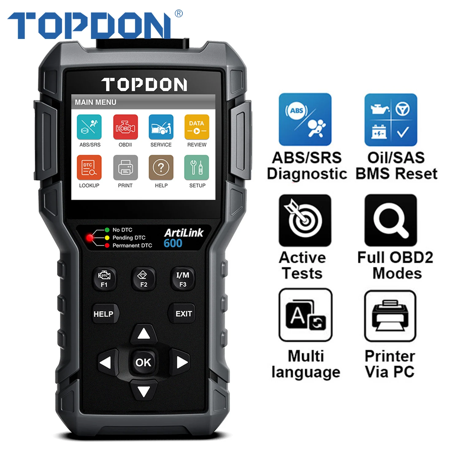 Topdon-プロの自動車診断ツール,OBD2コードリーダー,abs,アクティブテスト,自動車用,dtc supスキャンツール,al600