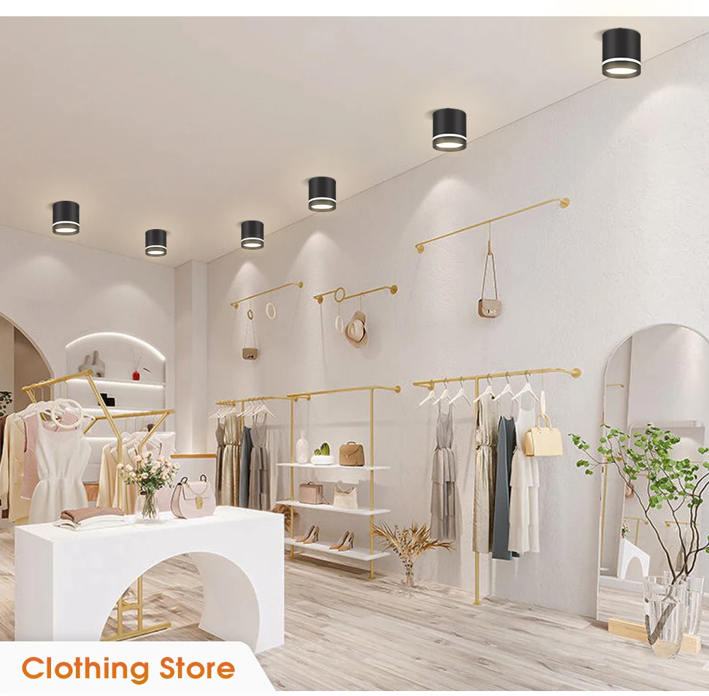 LED 천장 스포트라이트 표면 장착 LED 스포트라이트 다운 라이트, 주방 다이닝 룸 스폿 고정장치, 5W 블랙 화이트, 10W, 15W, 220V