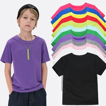 1-14Years Summer Children's Short Sleeve T-shirt Cotton Baby Clothes Boys Girls Blank Infant T-shirt Kids Shirt Solid Tees Tops 1