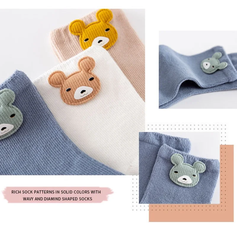 3 Pairs Baby Socks Newborn Baby Boy Girls 0-3 Years Kids Soft Cotton Cartoon Animal Children's Socks for Girls 3