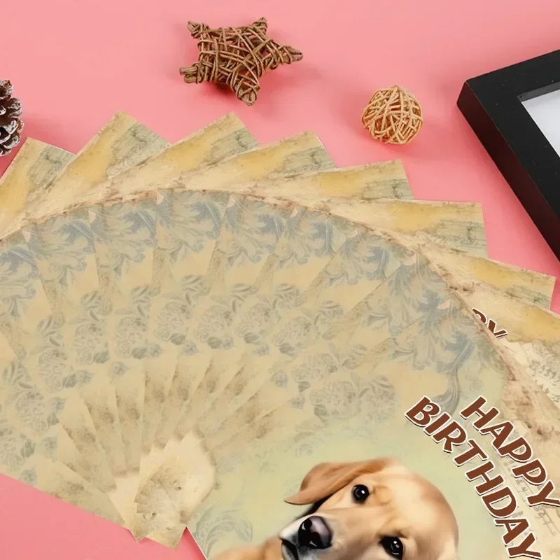 20pcs/Pac 33*33cm 2-Ply Vintage pet dog and cat birthday party decoration supplies wine glass flower paper disposable placemats