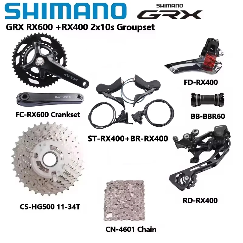 Shimano RX600 RX400 2x10S Group 170MM 46-30T Crankset GRX
