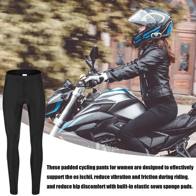 Long Padded Bike Pants Women Fleece Lined Leggings For Winter Cycling Quick Dry Tight Pants Cold Weather Bike For Riding