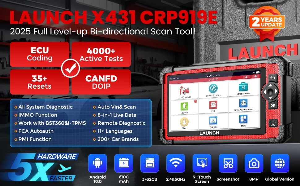 LAUNCH X431 CRP919E Automotive OBD OBD2 Scanner Bidirektional 35+ Reset CANFD DOIP ECU Codierung Auto-Diagnosegerät 2 Jahre Kostenlos – Detail 2