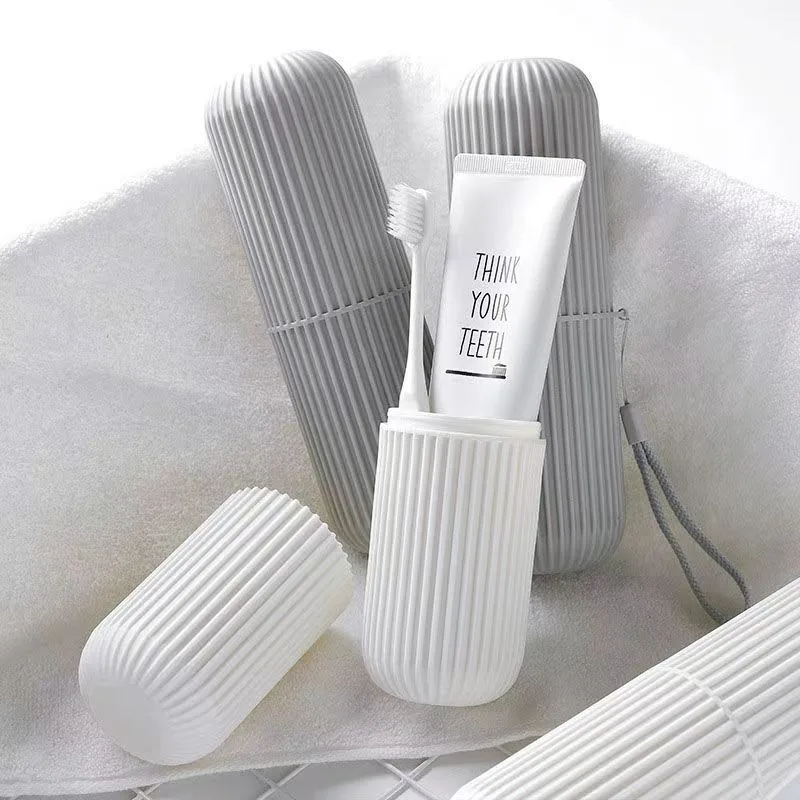 1-6PCS Striped Travel Wash Toothbrush Cup Toothpaste Storage Box Portable Toothbrush Box Toothbrush Bucket Simple Rinsing Cup 4