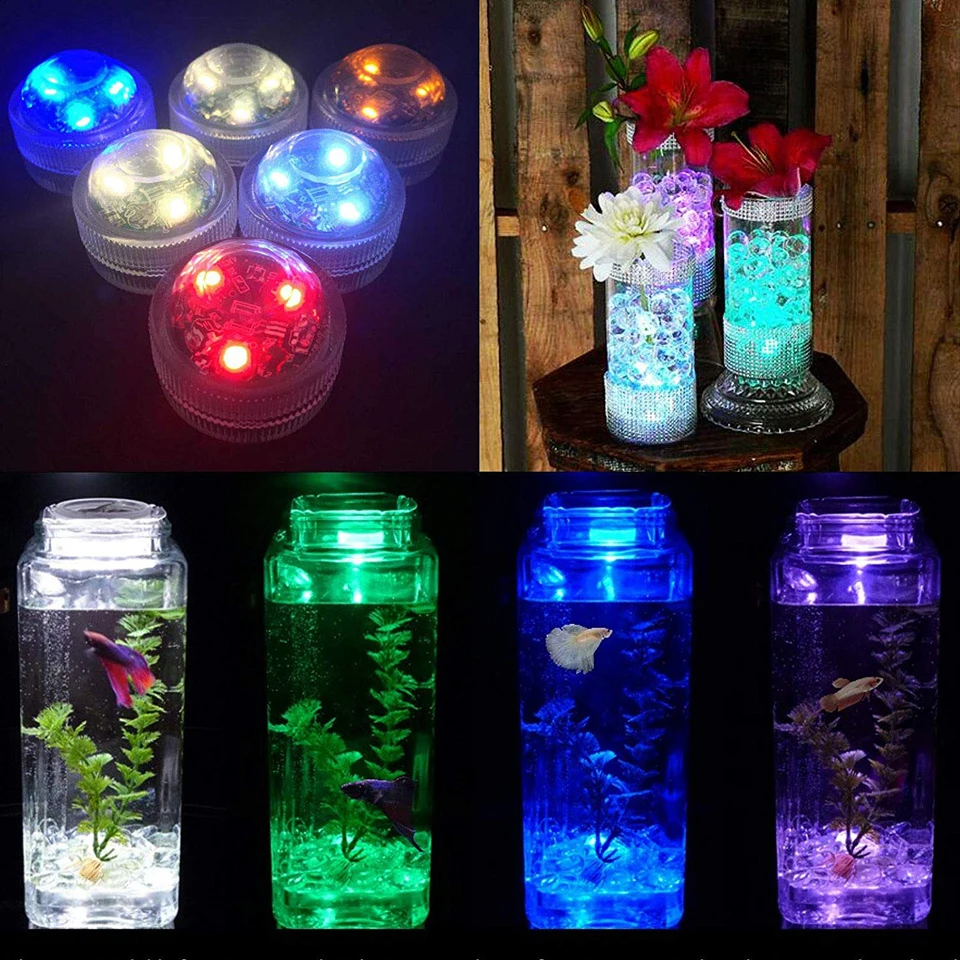 Description Picture 3 of itemD5 3LED Underwater Lights 16 Colors RGB IP68 Waterproof Swimming Pool Accessories Light Outdoor Submersible Lights for Pond Vase