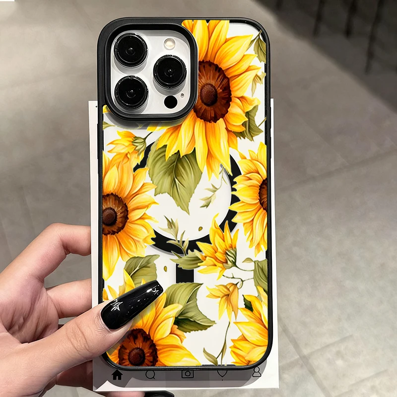 Sunflower Magnetic Phone Case - Vibrant Yellow Soft Cover