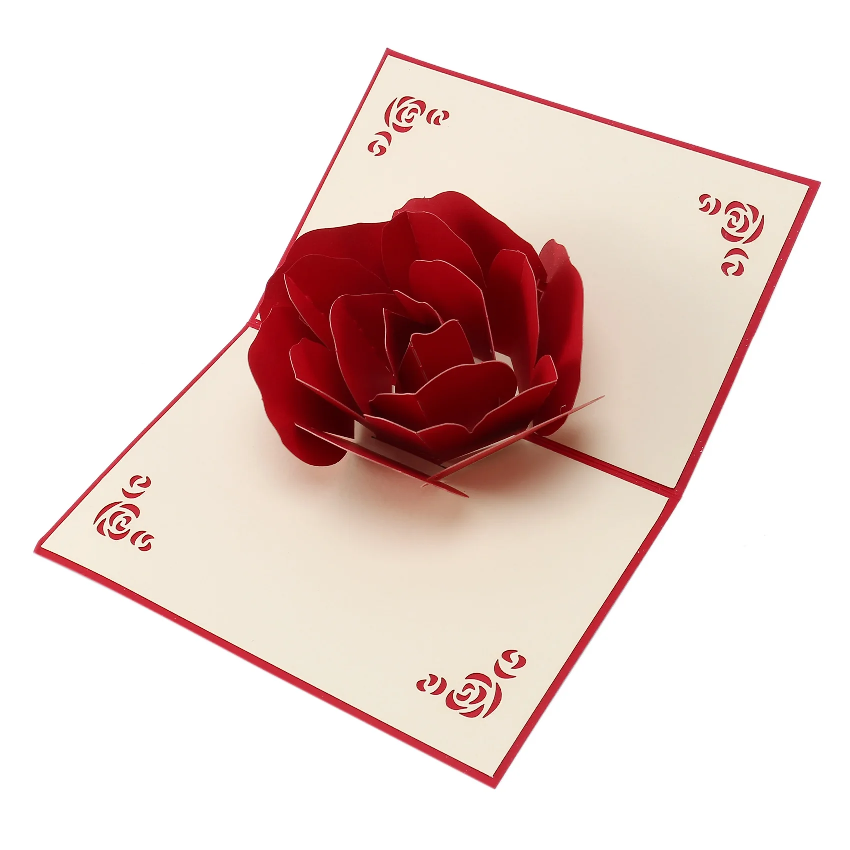 L19-3D Up Rose 감사합니다 인사말 엽서 꽃 수제 빈 빈티지 종이 생일 축하 사랑 선물 카드