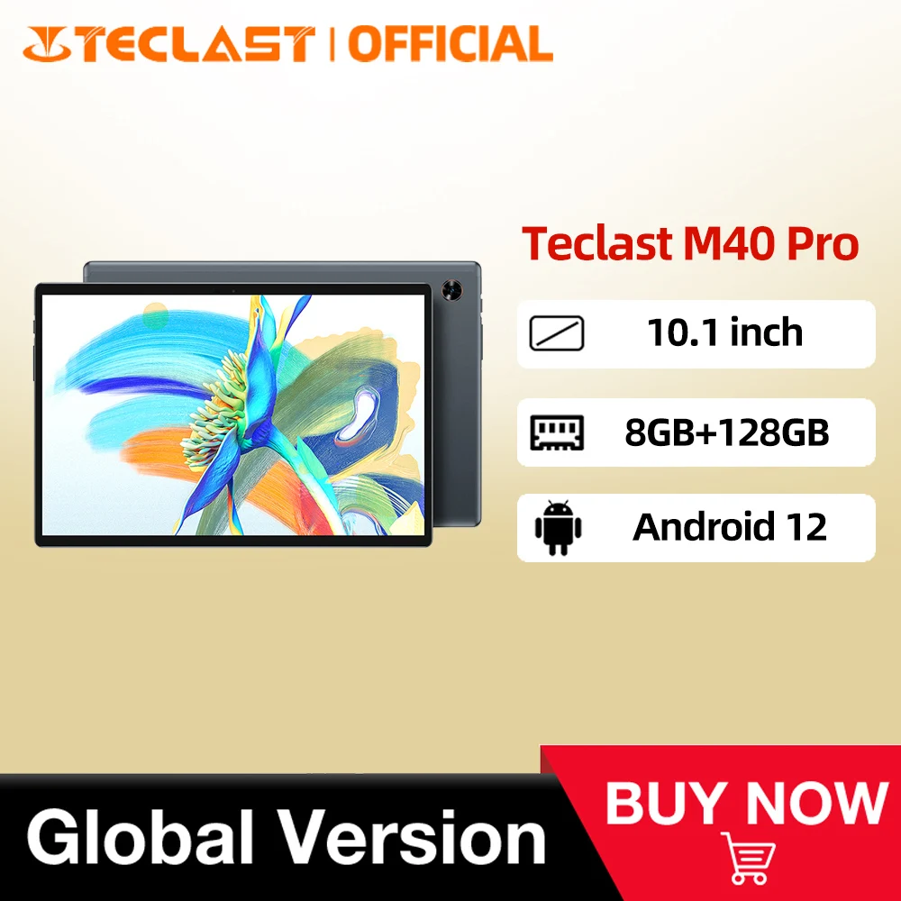 

Teclast M40 Pro 2023 Android 12 Tablet 8GB RAM 128GB ROM UNISOC T616 10.1 inch Tablets 1920*1200 4G Dual SIM LTE 7000mAh Type-C