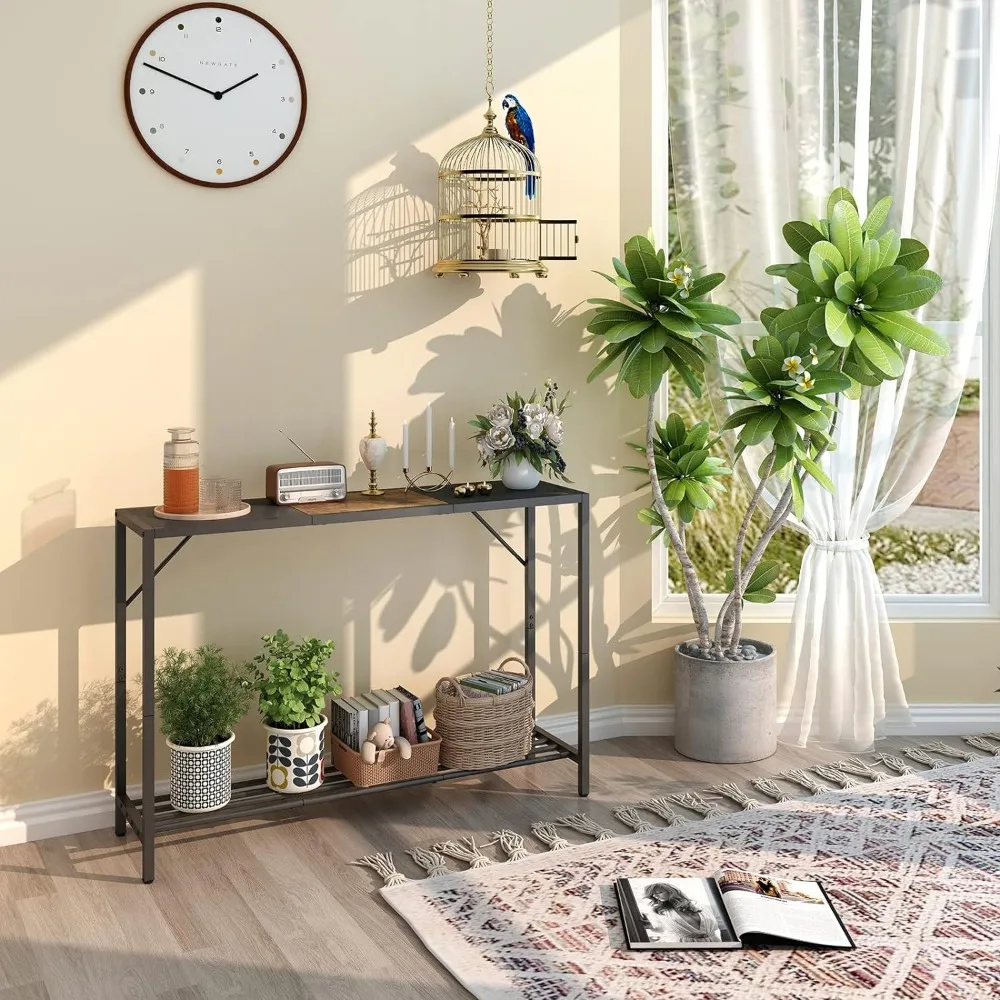 Console Table, 41.7" Industrial Entryway Table with Shelf, Narrow Sofa Table for Hallway, Entrance Hall, Foyer, Corridor