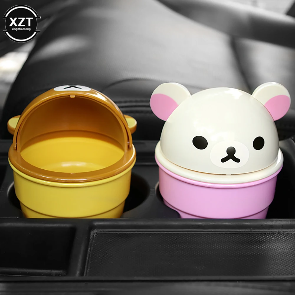 Car Trash Can Cute Storage Cup For Car Cartoon Trash Cup Bear Can Storage And Sorting In The Automotive Goods car trash can