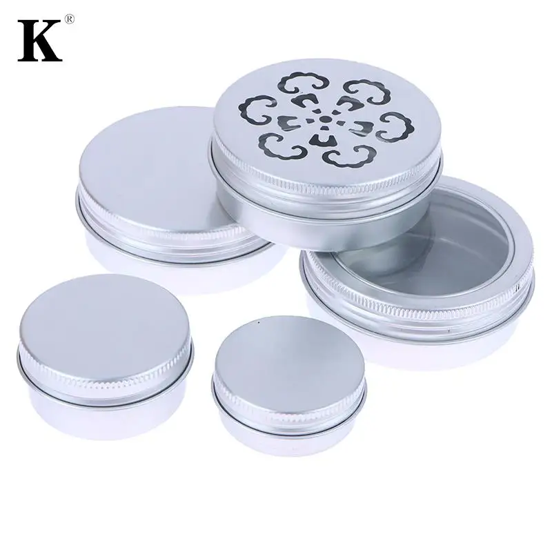 

1Pc Aluminum Mini Round Tin Metal Container Bottles Storage Jar Screw Lid Box Silver Empty Cosmetic Cream Lip Balm Jar Pot Case