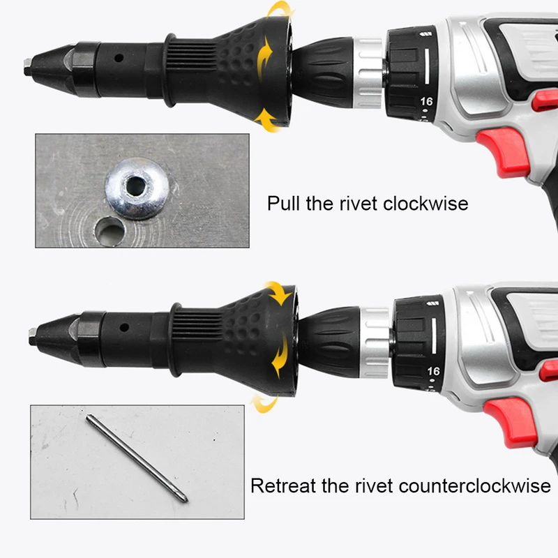 Electric Rivet Nut Gun Electric Rivet Nut Gun Pull Drill Riveter Conversion Adapter For Cordless Riveter Nozzle Nut Tool Manual Nail Gun Riveting Tools