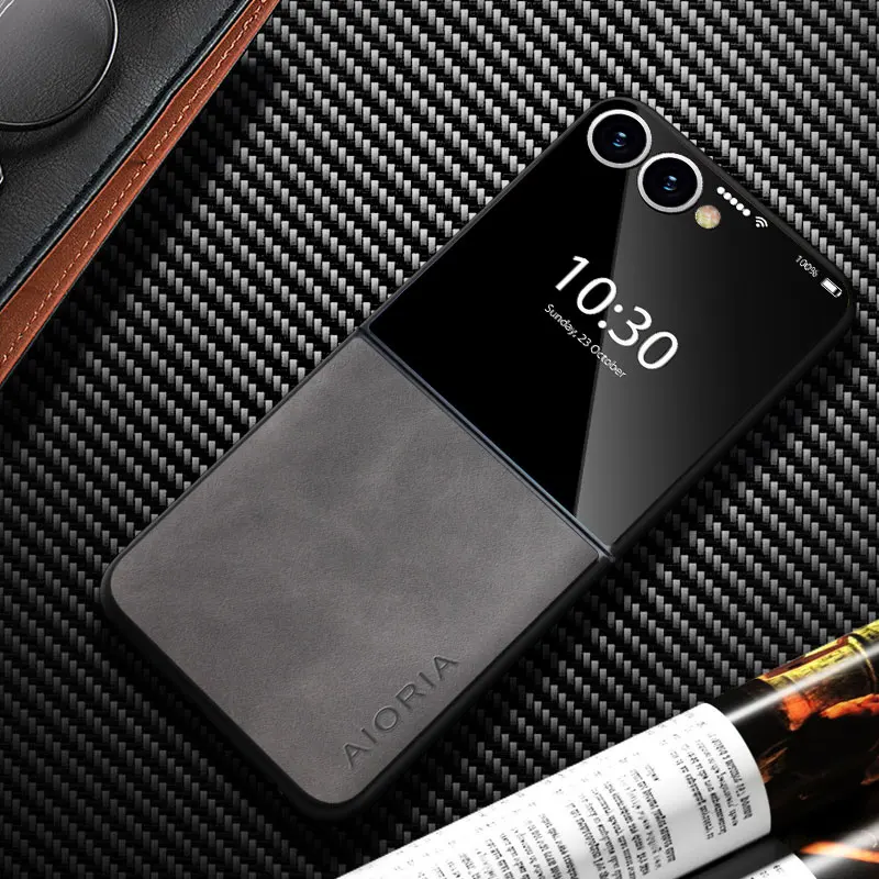 Fashionable Durable Leather Flip Phone Case - Elegant Design Cover