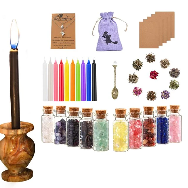 Witchcraft Supplies Kit Mini Crystals Jars Dried Herbs And Candles Witch  Toolkit Western Atmosphere Arrangement Home Decorations - AliExpress