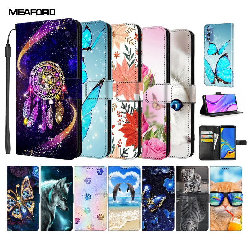 Leather Flip Case - Magnetic Wallet Stand with Card Holder