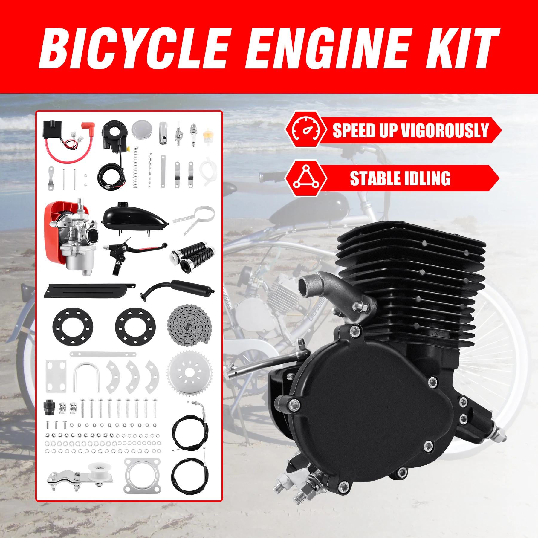 

110cc Bike Gas Engine Kit 2 Stroke Motor Bicycle Engine For DIY Electric Cycling Dirt Pocket Bike MTB Motorcycle Complete Set