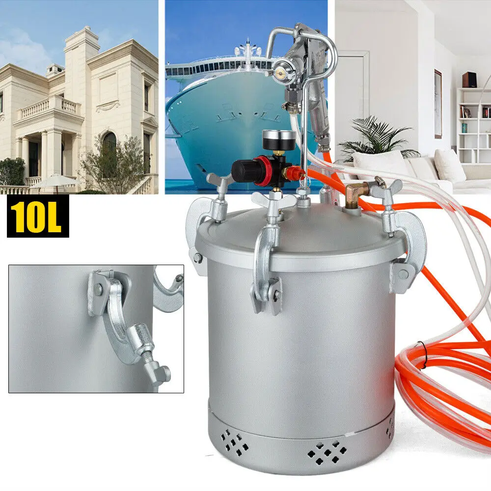 VEVOR Pressure Pot 2.5 Gallon 10 Liters Spray Paint Pressure Pot Tank with  Manual Mixing Agitator Paint Tank