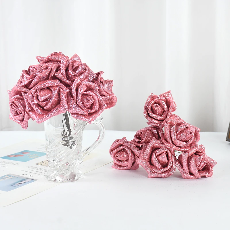 Ipopu Flores Artificiales, 25 Rosas De Espuma Con Purpurina, | Envío gratis