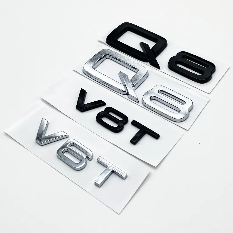 ABS 글자 숫자 엠블럼, 아우디 Q8 SQ8 45TFSI 55TFSI 콰트로 S라인 V6T V8T 용 자동차 전면 사이드 트렁크 배지 명판 로고 스티커