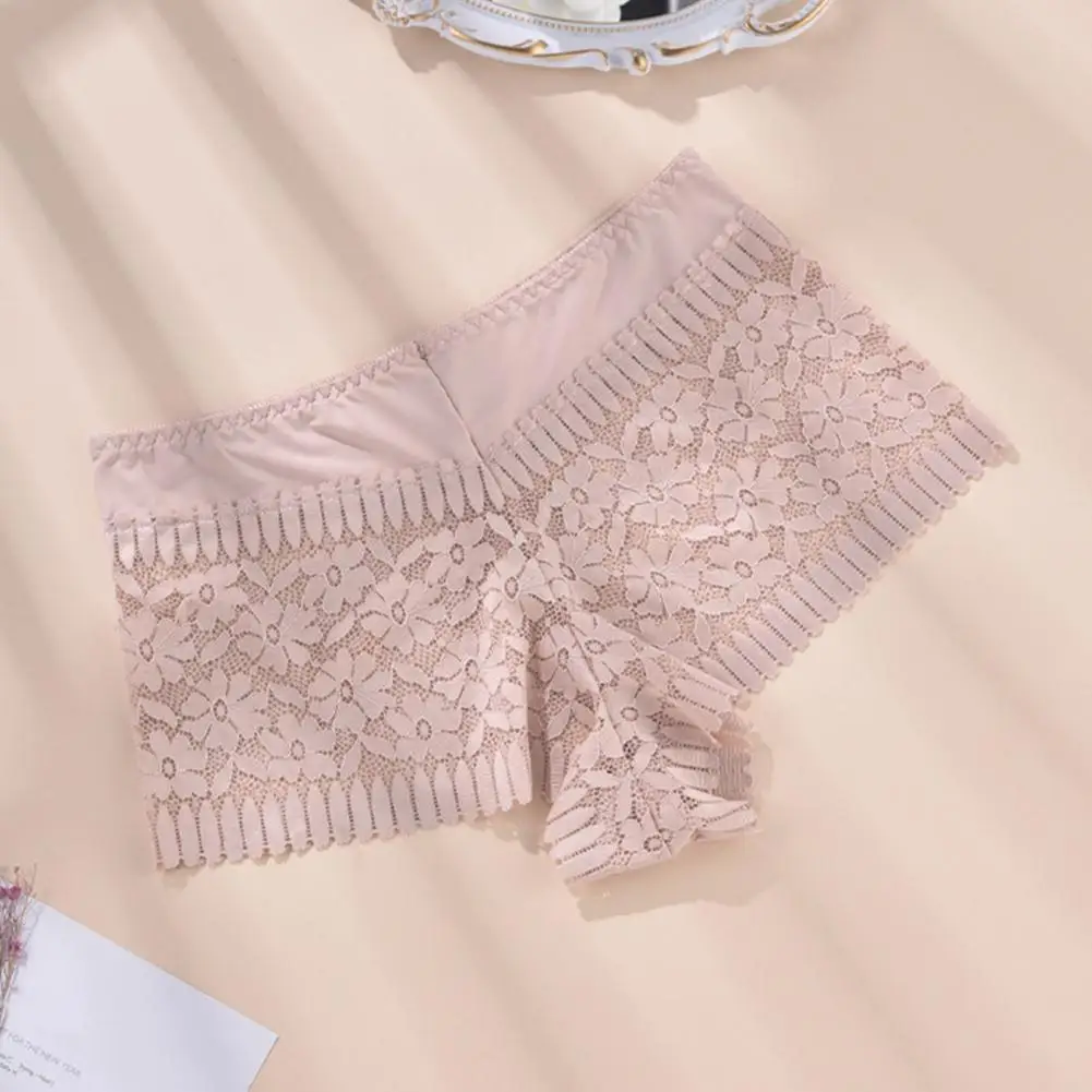 

Thin Panties Seamless Lace Panties with Flower Embroidery Soft Breathable Underwear for Women Mid Waist Quick Dry Lady Briefs