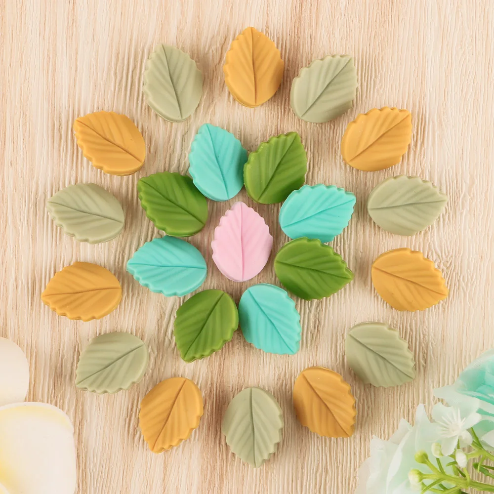 10/20pcs Mini Leaf Silicone Beads Jewelry Making Food Grade DIY Pacifier Chain Necklace Accessories Make Bracelets silicone beads