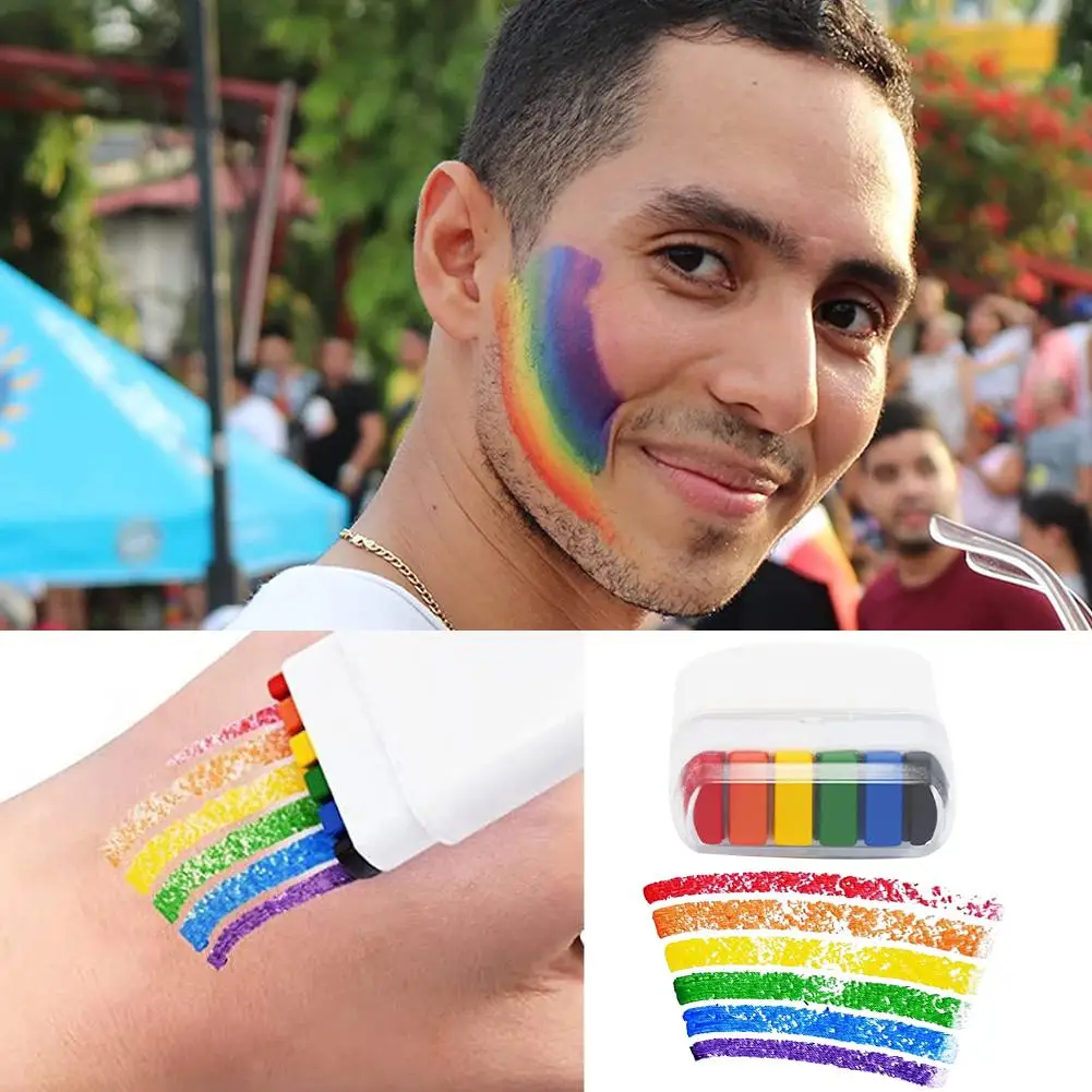 

Rainbow Face Body Paint Stick Painting Paste Washable Festival Oil Colored Party Paint Makeup Pen Pigment Tattoo Cosmetic B V4K6