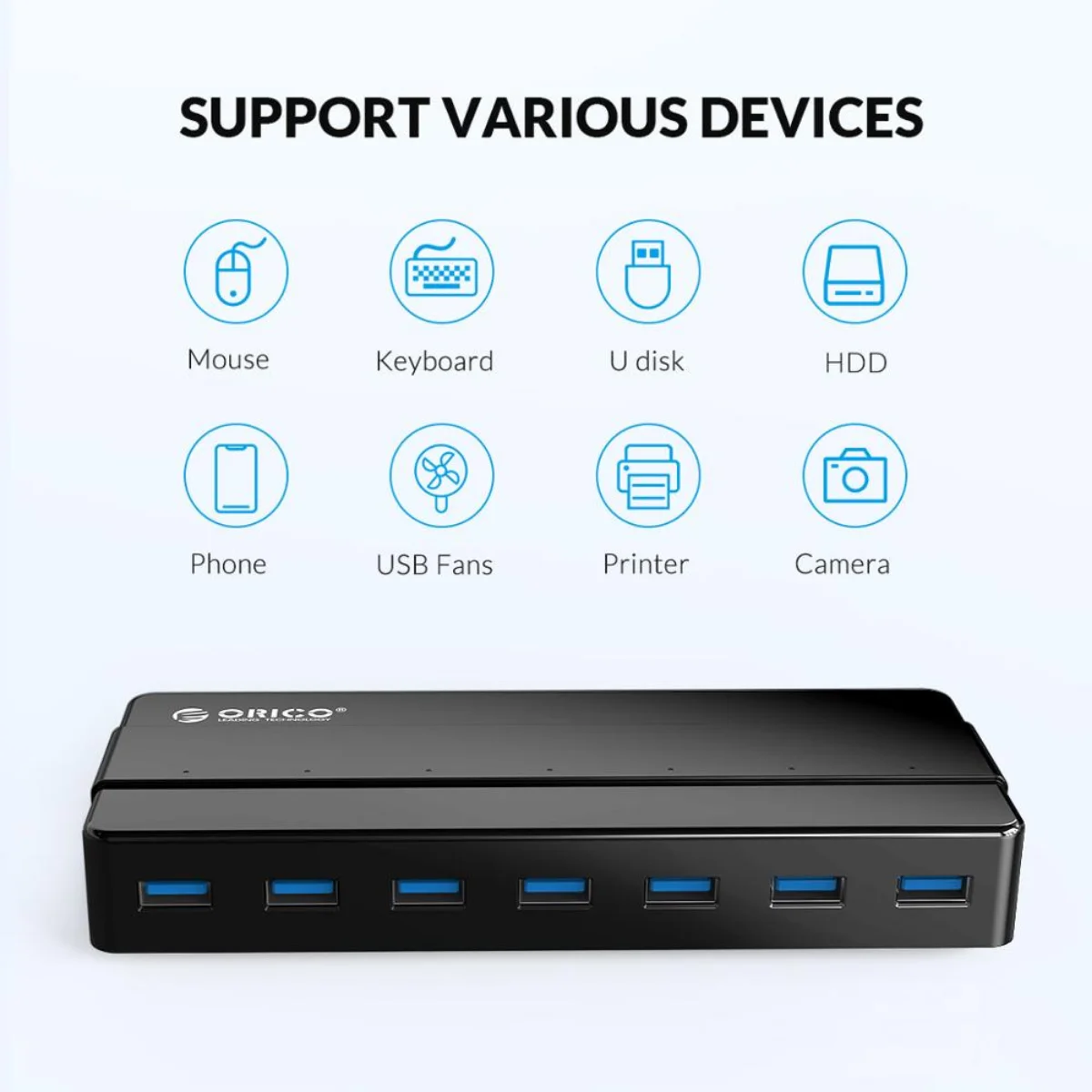Orico Porta Usb 3.0 Hub com 12v Adaptador de Alimentação Usb Splitter Otg Adaptador para Desktop Laptop pc Acessórios para Computador Supervelocidade - Imagem 6