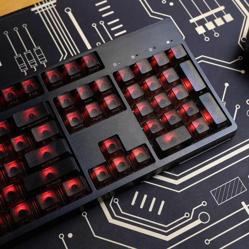 

126 Key Set Black Side Engraved Factory Height PC Transparent Cross Cherry Mx Switch Mechanical Keyboard Key Cap