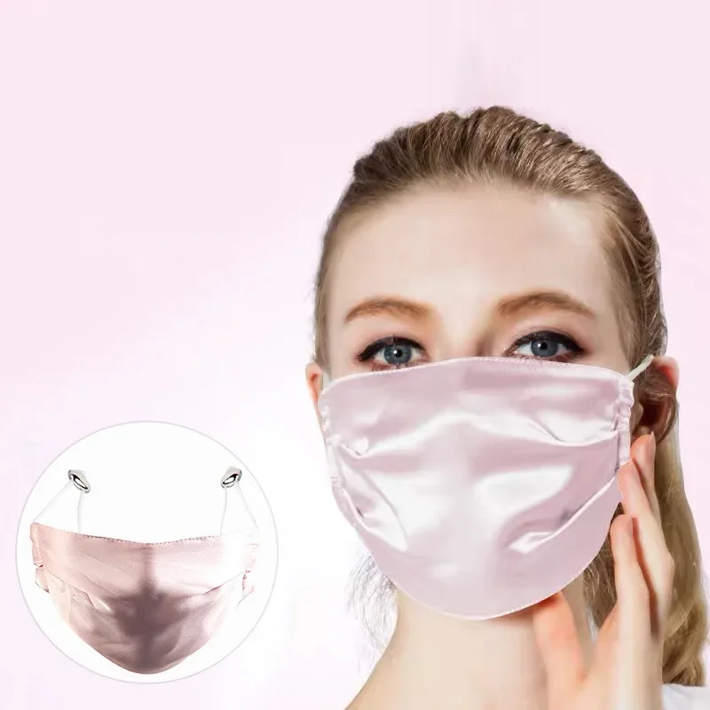 Elegant 100% Natural Real Silk Double Layer Breathable Face Mask with UV Protection - Dustproof and Washable